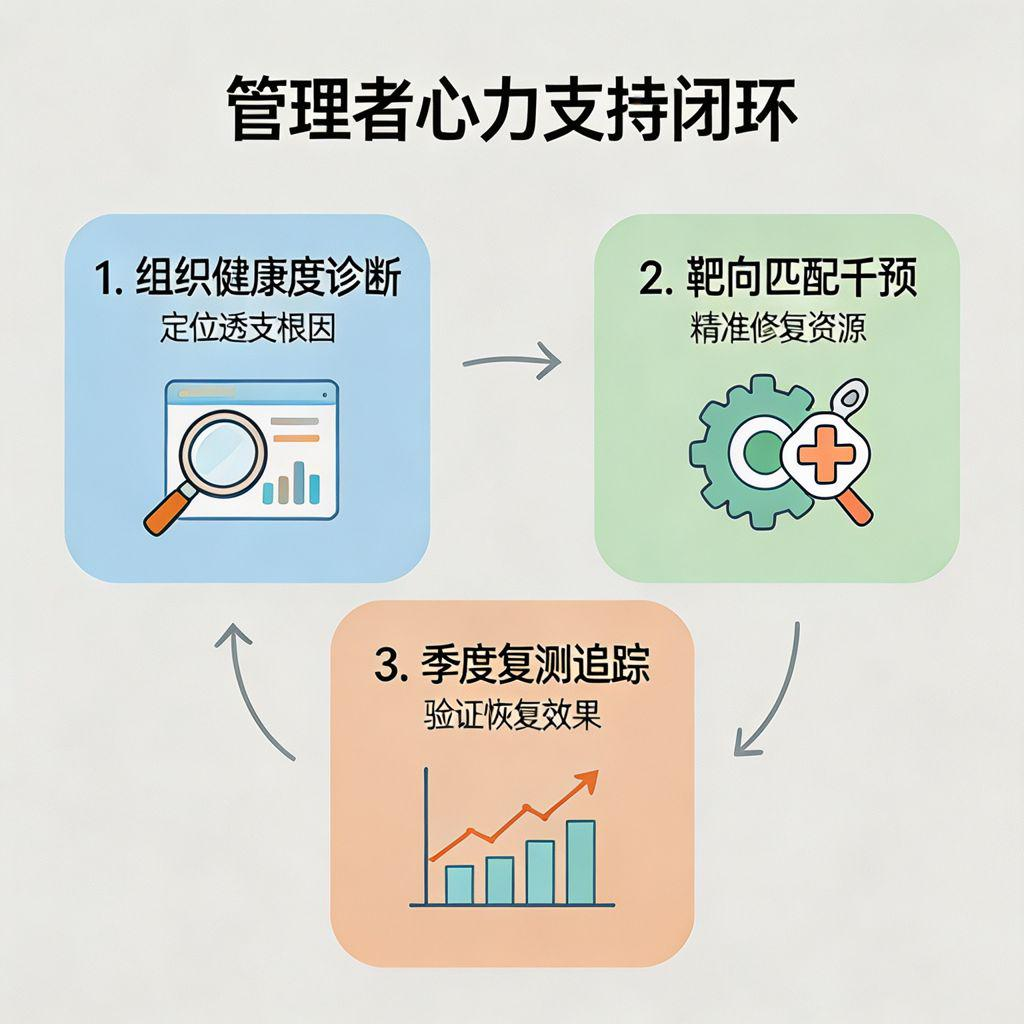 管理者心力支持闭环，分为三个步骤