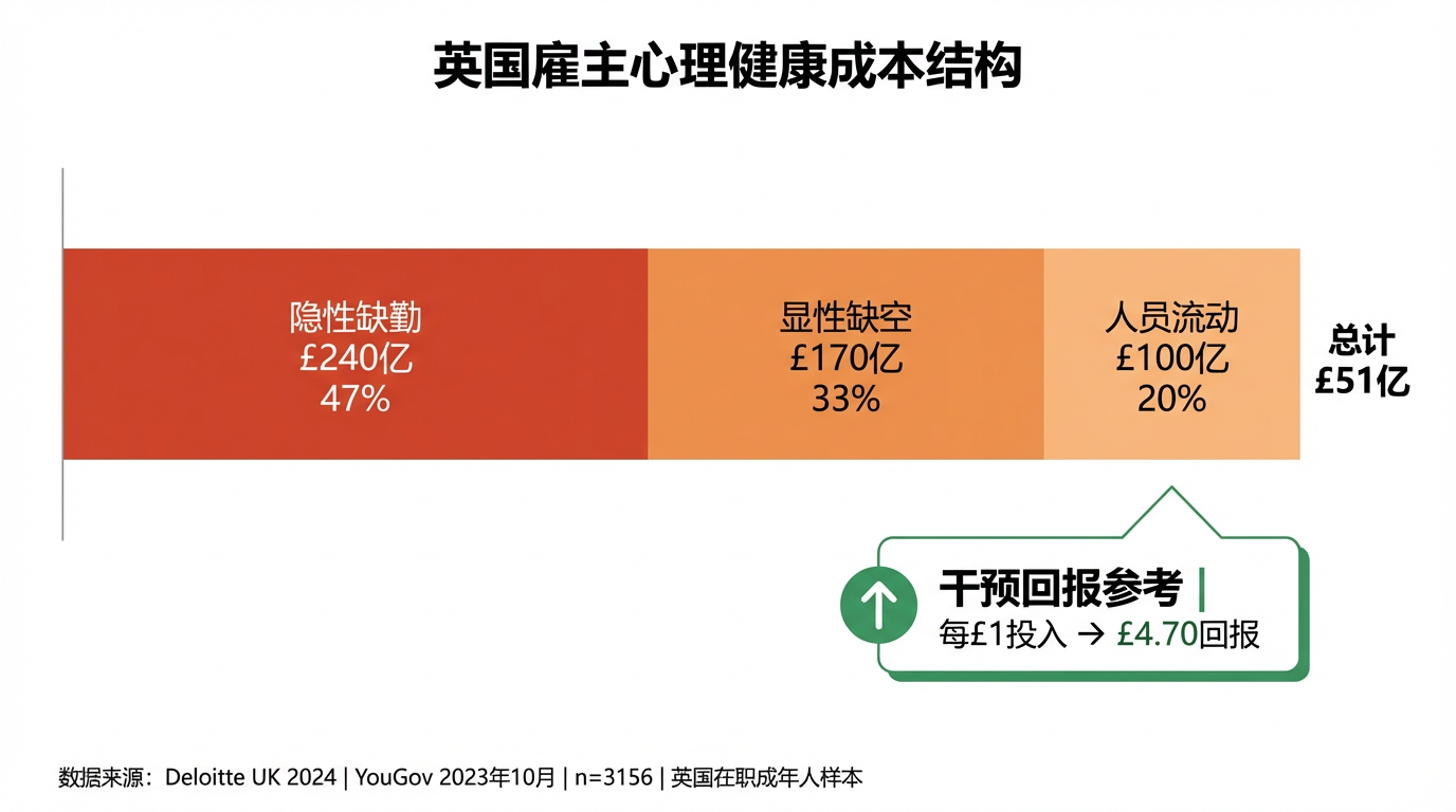 addCriterion图片展示了英国雇主心理健康成本结构