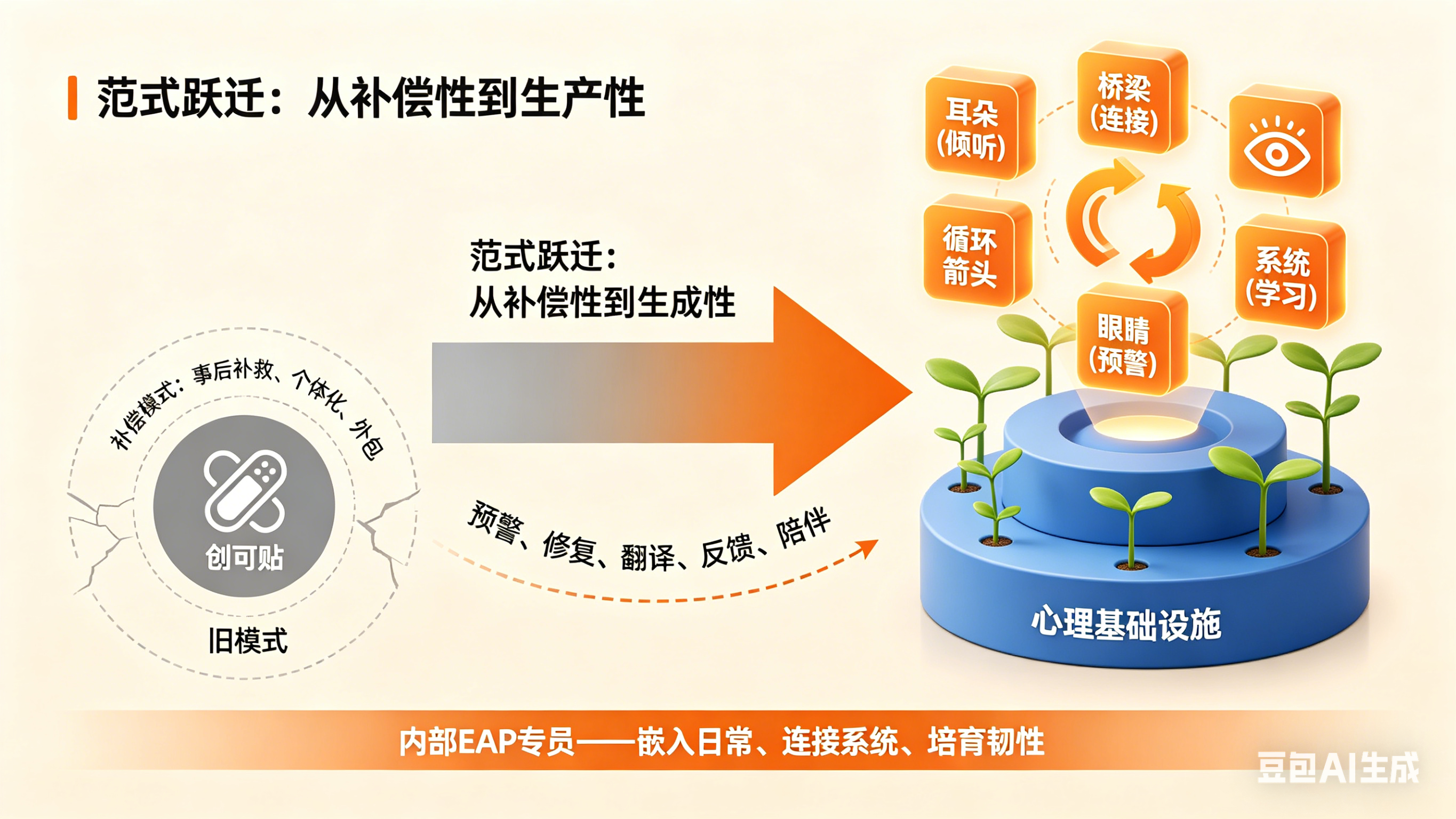 从补偿性到生成性的范式跃迁，强调内部EAP专员的价值